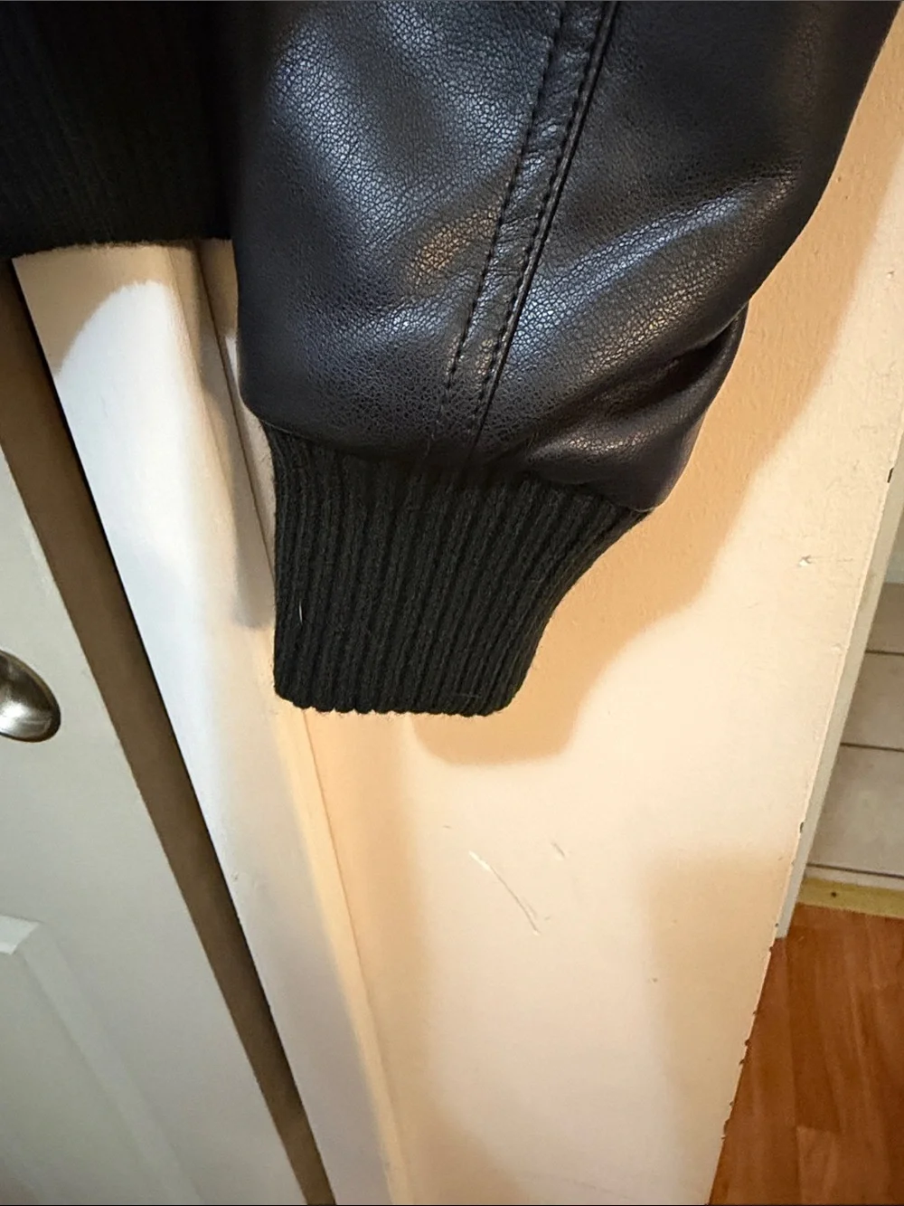 Abercrombie & Fitch Black Faux Leather Bomber Jacket